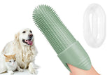 Silicone Pet Finger Toothbrush - Daily Teeth Cleaning for Cats and Dogs Green - Rear View