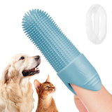 Silicone Pet Finger Toothbrush - Daily Teeth Cleaning for Cats and Dogs Green - Extra Image