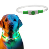 Light-Up Pet Dog Collars USB Rechargeable Pet Collar Adjustable Size Pet Collar Green - M - Close-Up Angle