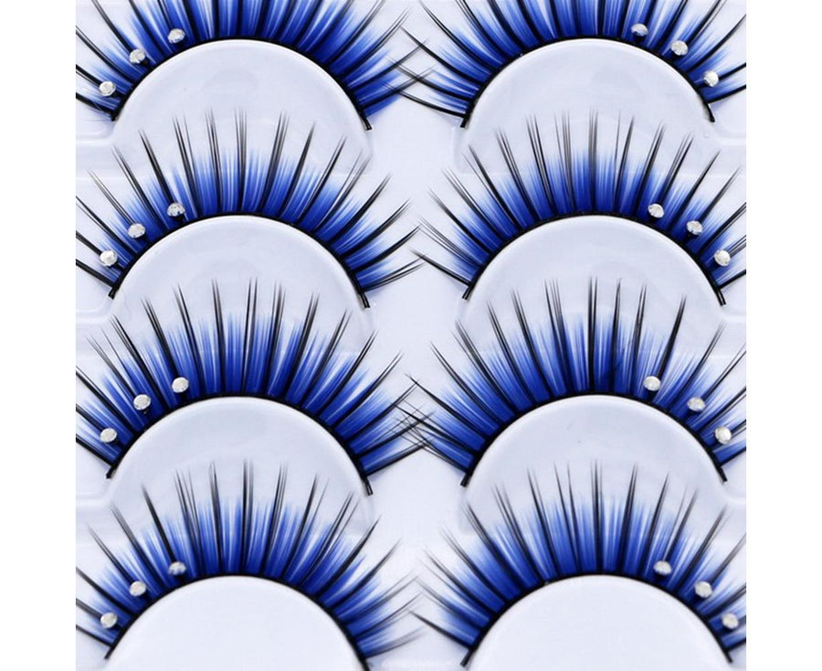 5 Pairs Dual Colors Glitter Rhinestones Artificial Eyelash Party Makeup Tool