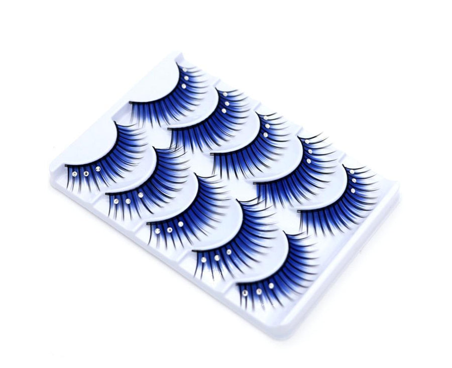 5 Pairs Dual Colors Glitter Rhinestones Artificial Eyelash Party Makeup Tool