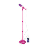 Karaoke Machine with 1 Mic Adjustable Stand Music Play Toy Pink - Front View