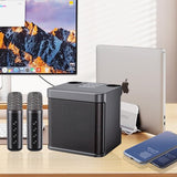 Portable Karaoke Machine with 2 Wireless Microphones Portable Bluetooth Speaker for Family Party Singing Black - Top-Down View