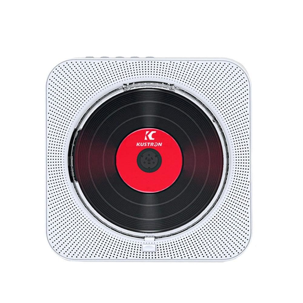 Wall-Mount Bluetooth CD Player LCD Display Music Player Home Audio Boombox White