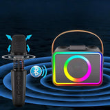 Mini Karaoke Machine Portable Bluetooth Speaker with 2 Wireless Mic - 45-Degree Angle