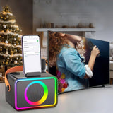 Mini Karaoke Machine Portable Bluetooth Speaker with 2 Wireless Mic - Rear View