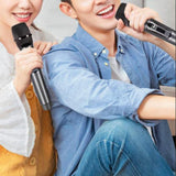 Plug and Play Wireless Microphone Rechargeable Karaoke Mic for Singing Speeches Events Gray - Side View