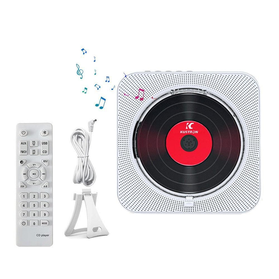 Wall-Mount Bluetooth CD Player LCD Display Music Player Home Audio Boombox Black