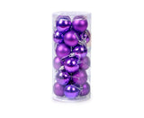 24Pcs Christmas Balls Glitter Anti-fade Plastic Christmas Tree Decor Balls for Home-Purple 4cm