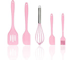 Silicone Baking Utensils Set - Heat-Resistant - Pink