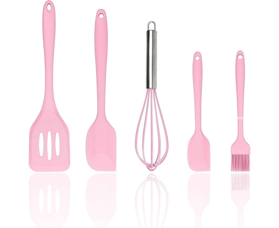 Silicone Baking Utensils Set - Heat-Resistant - Pink