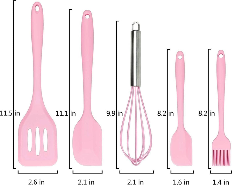 Silicone Baking Utensils Set - Heat-Resistant - Pink