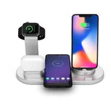 Wireless Charging Station Compatible for Apple 6 in 1 Charger Stand Dock -White - charging together - Side View
