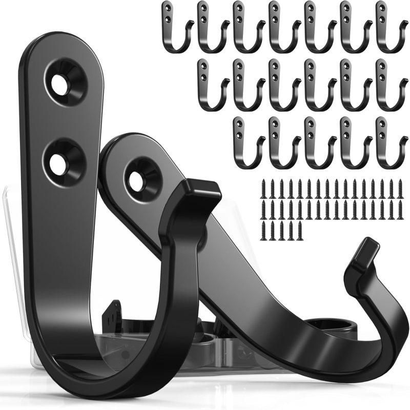 20pcs Metal Wall Hooks Heavy-Duty Coat Hookswall Hangers Metal Hangers - Black