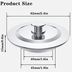 Stainless Steel Press Drain Stopper, Universal Plug Fits 40–45mm Sink Basin, Silver