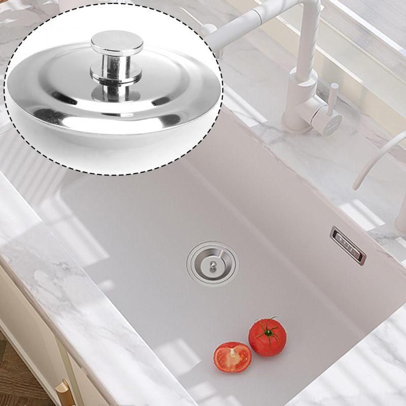 Stainless Steel Press Drain Stopper, Universal Plug Fits 40–45mm Sink Basin, Silver
