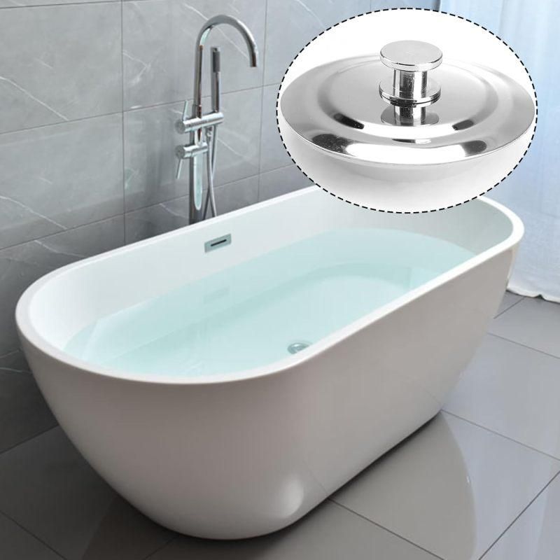 Stainless Steel Press Drain Stopper, Universal Plug Fits 40–45mm Sink Basin, Silver