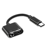 2-in-1 USB-C Charging 3.5mm Audio Adapter Converter For Type-C Android Smartphones(Black)