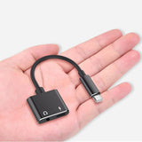 2-in-1 USB-C Charging 3.5mm Audio Adapter Converter For Type-C Android Smartphones(Black) - Front View