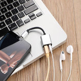 2-in-1 USB-C Charging 3.5mm Audio Adapter Converter For Type-C Android Smartphones(Black) - 45-Degree Angle