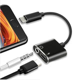 2-in-1 USB-C Charging 3.5mm Audio Adapter Converter For Type-C Android Smartphones(Black) - Close-Up Angle