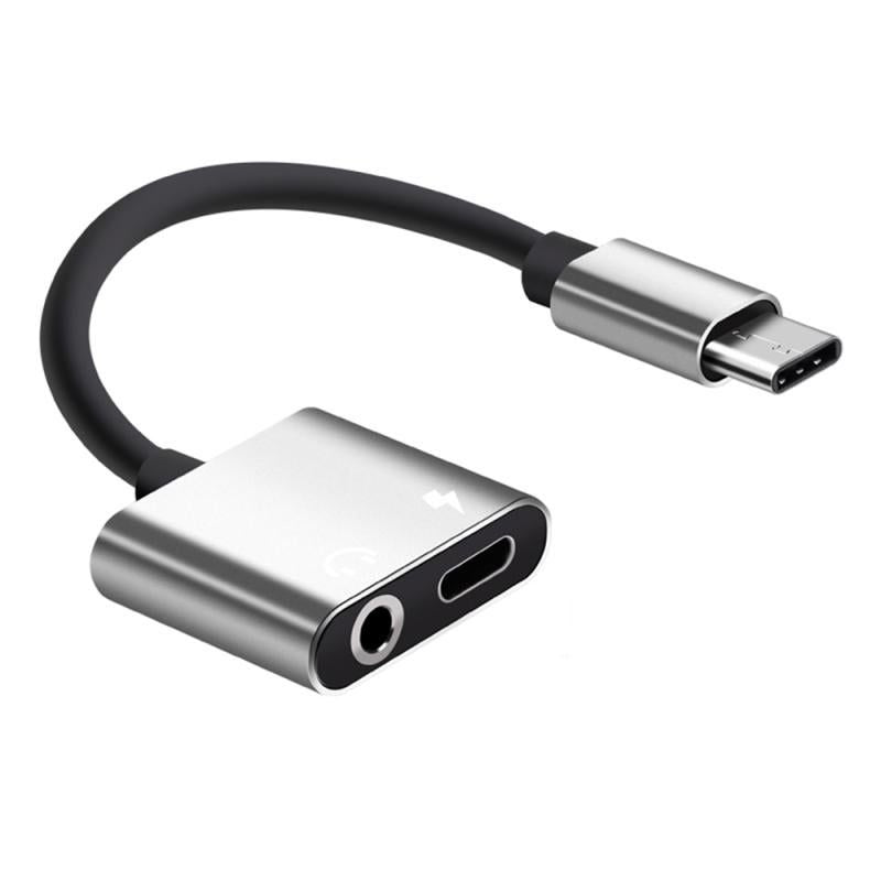 2-in-1 USB-C Charging 3.5mm Audio Adapter Converter For Type-C Android Smartphones(Black)