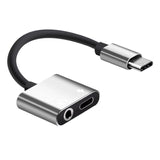 2-in-1 USB-C Charging 3.5mm Audio Adapter Converter For Type-C Android Smartphones(Black) - Extra Image