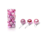 24Pcs Christmas Balls Glitter Anti-fade Plastic Christmas Tree Decor Balls for Home-Pink Red 4cm - Front View