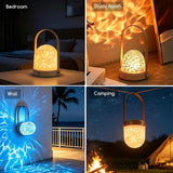 2 in 1 Ocean Wave Projector Lamp with Remote USB Rechargeable - Black