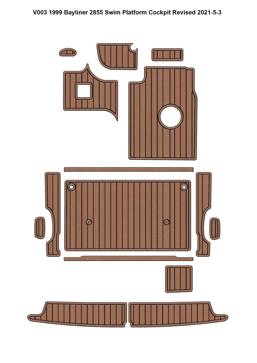 1999 Bayliner 2855 Swim Platform Cockpit Boat EVA Foam Faux Teak Deck Floor Pad Mat SeaDek MarineMat Gatorstep Style Self Adhesive