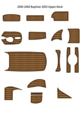 2000-2006 Bayliner 2855 Upper Deck Pads Boat EVA Foam Faux Teak Deck Floor Mat SeaDek MarineMat Gatorstep Style Self Adhesive