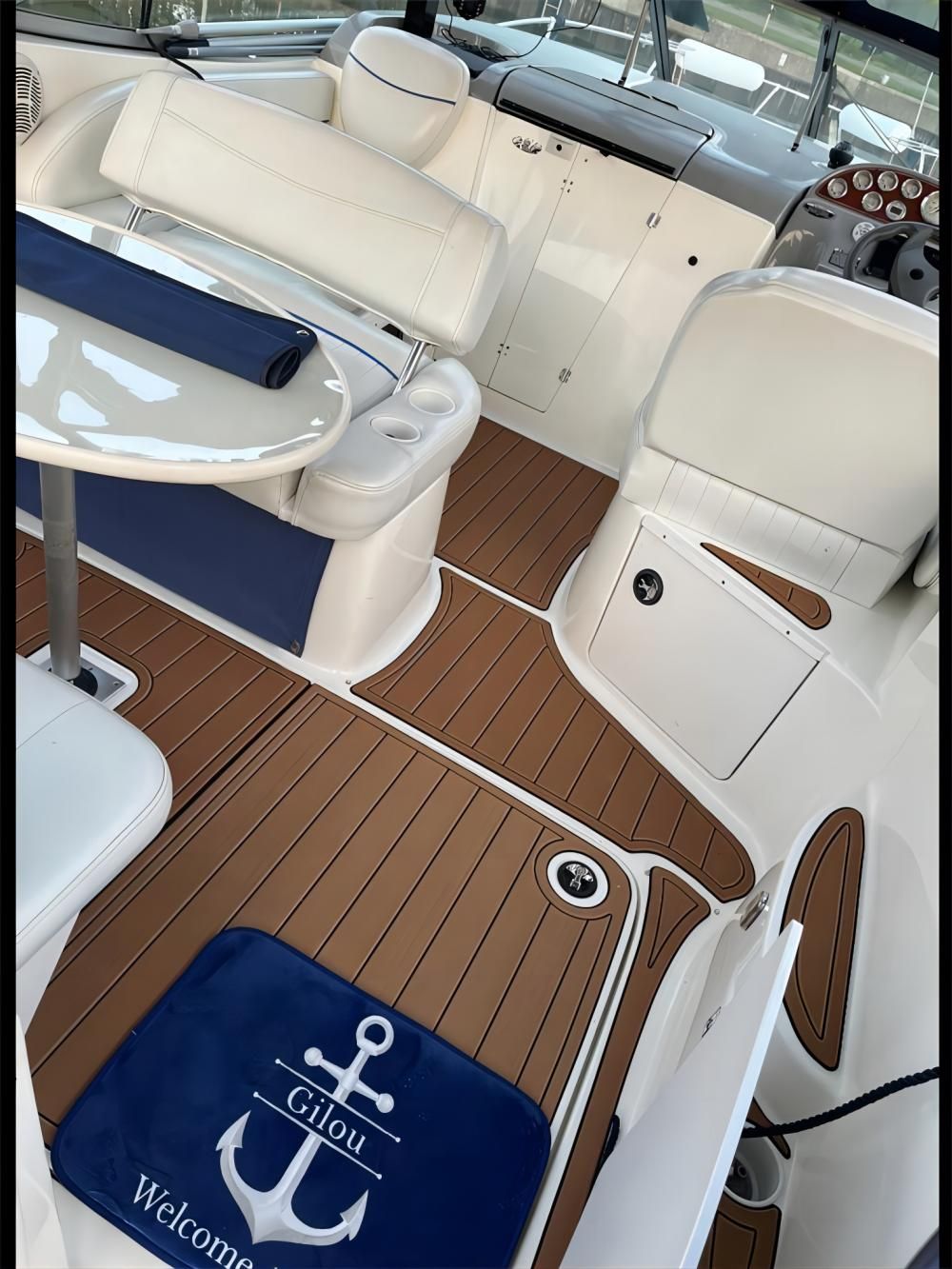 2001 Bayliner 2655 Swim Platform Cockpit Pad Boat EVA Foam Faux Teak Floor Mat SeaDek MarineMat Gatorstep Style Self Adhesive
