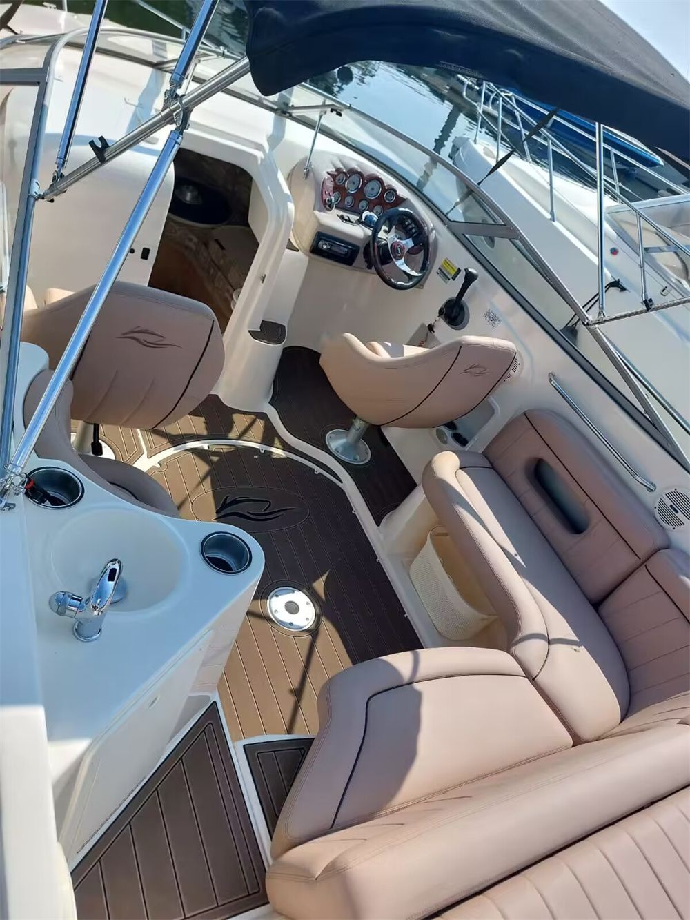2004 Rinker 232 Swim Platform Cockpit Pad Boat EVA Foam Faux Teak Deck Floor Mat SeaDek MarineMat Gatorstep Style Self Adhesive