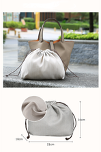 Tote Bag for Women Vegan Leather Bucket Purse for Women Top Handle Handbag Shoulder Bag-Ivory White