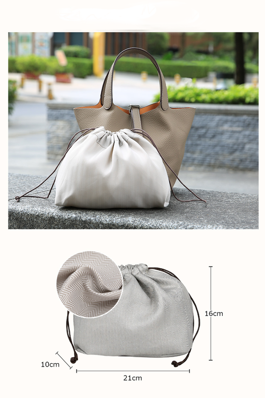 Tote Bag for Women Vegan Leather Bucket Purse for Women Top Handle Handbag Shoulder Bag-Ivory White