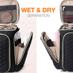 Travel Makeup Bag with Handle — Large Multi-Compartment Cosmetic Organizer, Portable Toiletry Bag for Women