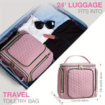 Travel Makeup Bag with Handle — Large Multi-Compartment Cosmetic Organizer, Portable Toiletry Bag for Women