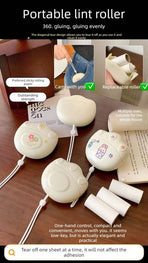 Cream Cat Paw Mini Lint Roller Portable Sticky Roller with 2 Refills