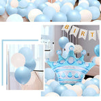 Birthday Party Decor Set: “HAPPY BIRTHDAY” Balloons + Bunting + Crown Set, Birthday Party Decor - Blue Set