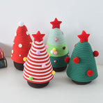 Christmas-themed cotton yarn woven storage basket, Christmas tree-shaped desktop storage box with lid, entryway key and remote control holder - cosmetic storage box - red
