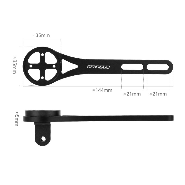 Lightweight Bike Computer Mount, One-Piece Extension Mount, Aluminum Alloy Cycling Mount - Black
