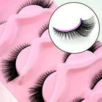 15-pair set of cat-eye false eyelashes with extended mink-style tips; thick and long