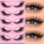 15-pair set of cat-eye false eyelashes with extended mink-style tips; thick and long