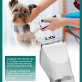 4-in-1 Pet Electric Clipper, Cat and Dog Hair Trimmer and Nail Grinder, Pet Grooming Supplies - White - Rear View