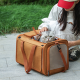 Multifunctional Pet Travel Bag: Large Capacity, Breathable, Portable, Handheld or Crossbody Pet Bag - Brown - Extra Image