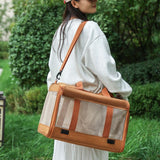 Multifunctional Pet Travel Bag: Large Capacity, Breathable, Portable, Handheld or Crossbody Pet Bag - Brown