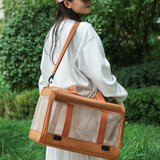 Multifunctional Pet Travel Bag: Large Capacity, Breathable, Portable, Handheld or Crossbody Pet Bag - Brown - Extra Image