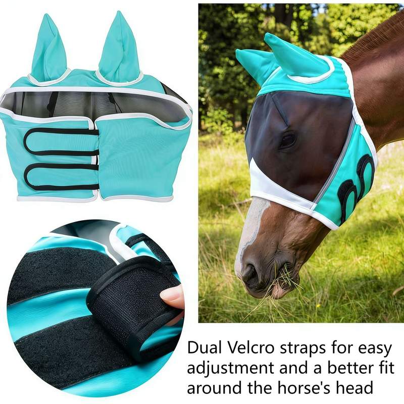Breathable Horse Face Mask - Mosquito, Insect, and Fly Protection - Equestrian Racing Head Cover - Black - S