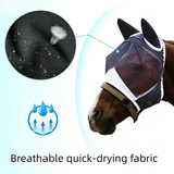 Breathable Horse Face Mask - Mosquito, Insect, and Fly Protection - Equestrian and Race Horse Head Cover - Blue - L