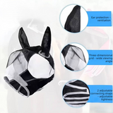 Breathable Horse Face Mask - Mosquito, Insect, and Fly Protection - Equestrian and Race Horse Head Cover - Blue - M